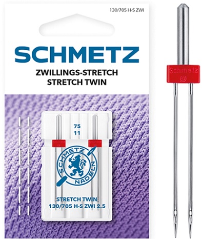 AGUJAS GEMELAS SCHMETZ 130 705 STRETCH 75 - 2.5 (PUNTO )